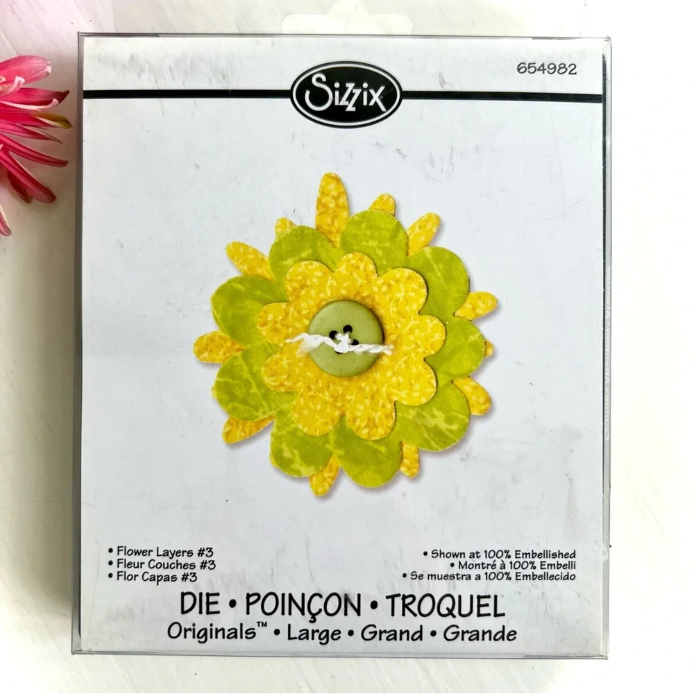 NEW Sizzix Flower Layers Die Cut 3 Paper Crafts Card Design DIY Art Projects